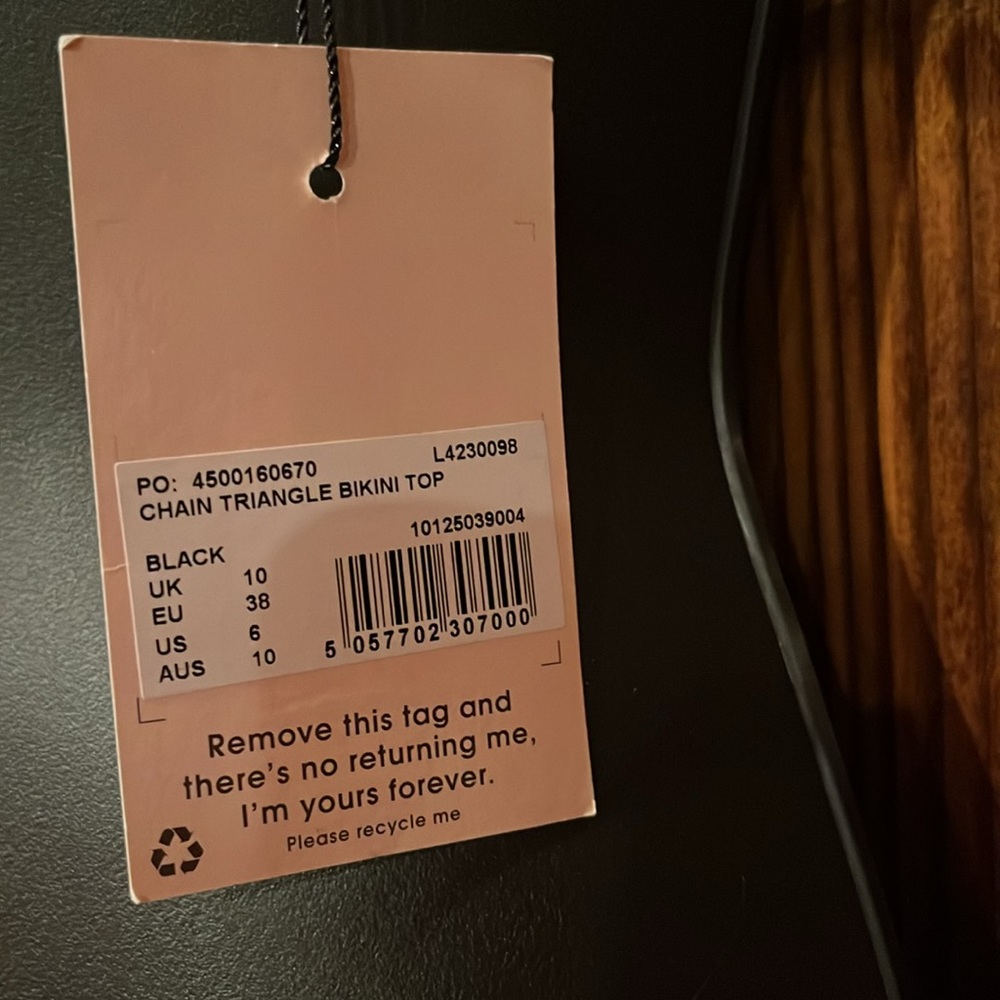 NWT Black & Gold Chain String Bikini Top - Picture 6 of 8